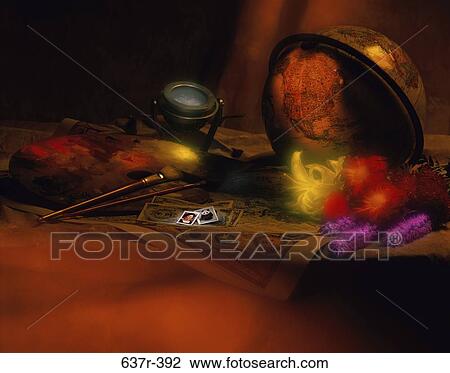 globe, flowers, artist, still life, brushes, soft focus View Large Photo Image Stock Image - globe, flowers, artist, still life, brushes, soft focus. Fotosearch