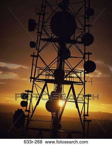 industry, tower, sunset, communications, satellite, Communication satellite dishes View Large Photo Image Stock Photo - industry, tower, sunset, communications, satellite, Communication satellite dishes. Fotosearch