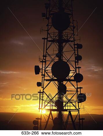 industry, tower, sunset, communications, satellite, Communication satellite dishes View Large Photo Image Stock Photograph - industry, tower, sunset, communications, satellite, Communication satellite dishes. Fotosearch