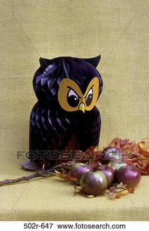 leaves, owl, autumn, apples, Halloween, decorations, still life View Large Photo Image Stock Photo - leaves, owl, autumn, apples, Halloween, decorations, still life. Fotosearch