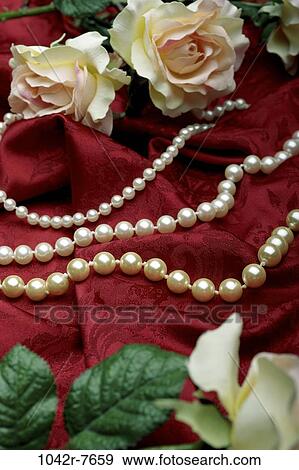 leaves, red, white, pearl, pearls, necklace, roses View Large Photo Image Stock Photo - leaves, red, white, pearl, pearls, necklace, roses. Fotosearch
