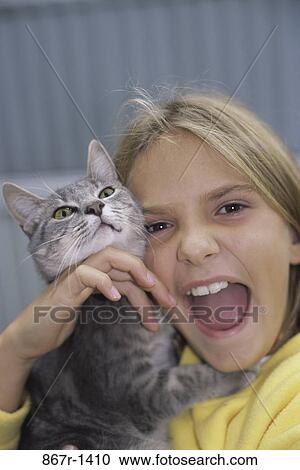 people, cat, pet, girl, child, animal View Large Photo Image Stock Image - people, cat, pet, girl, child, animal. Fotosearch