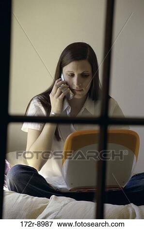 people, telephone, talking, listening, conversation, computer, laptop View Large Photo Image Stock Photo - people, telephone, talking, listening, conversation, computer, laptop. Fotosearch