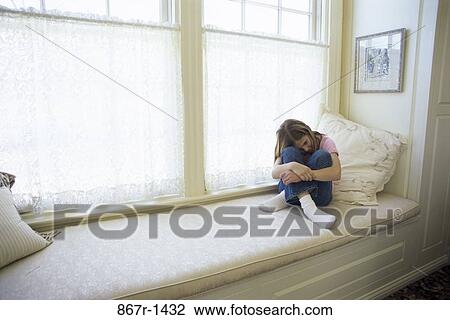 people, window, sitting, sad, brunette View Large Photo Image Stock Image - people, window, sitting, sad, brunette. Fotosearch