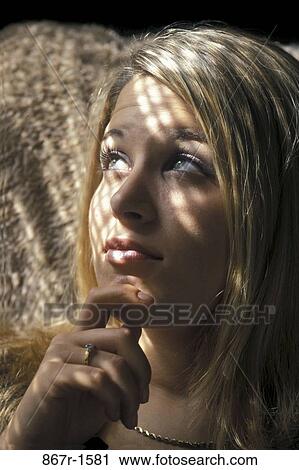 people, woman, blond, contemplating, thinking, think View Large Photo Image Stock Image - people, woman, blond, contemplating, thinking, think. Fotosearch