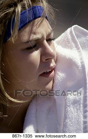 people, woman, health, outdoors, exercise, towel, wiping View Large Photo Image Stock Photography - people, woman, health, outdoors, exercise, towel, wiping. Fotosearch