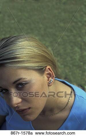 people, woman, staring, serious, blond, posing View Large Photo Image Stock Image - people, woman, staring, serious, blond, posing. Fotosearch