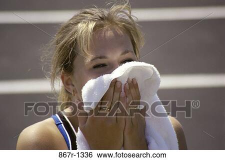 people, woman, track, health, outdoors, exercise, towel View Large Photo Image Stock Photograph - people, woman, track, health, outdoors, exercise, towel. Fotosearch