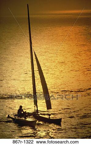 reflection, water, ocean, sunset, sailboat, sailing, sport View Large Photo Image Stock Image - reflection, water, ocean, sunset, sailboat, sailing, sport. Fotosearch