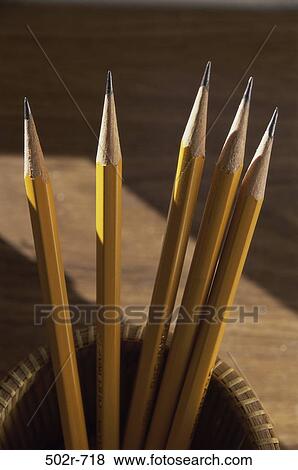 Stock Photo - school, education, still life, pencils, writing utensils, straightforward. Fotosearch