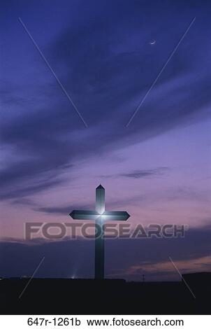 sky, illuminated, dusk, evening, religious, cross, lit View Large Photo Image Stock Image - sky, illuminated, dusk, evening, religious, cross, lit. Fotosearch