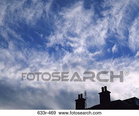 sky, rooftop, clouds, wispy, silhouette, nature View Large Photo Image Stock Photo - sky, rooftop, clouds, wispy, silhouette, nature. Fotosearch