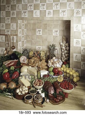 table, fruit, uncooked, garlic, vegetables, tiles, breads View Large Photo Image Stock Image - table, fruit, uncooked, garlic, vegetables, tiles, breads. Fotosearch