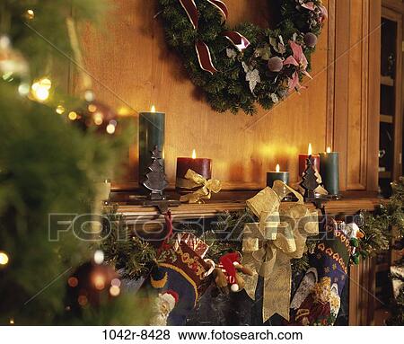 Christmas, gifts, wreath, candles, toys, still life View Large Photo Image Stock Photo - Christmas, gifts, wreath, candles, toys, still life. Fotosearch