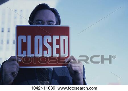 eyeglasses, holding, business, sign, closed, frustration View Large Photo Image Stock Photo - eyeglasses, holding, business, sign, closed, frustration. Fotosearch