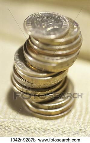 Stock Image - finance, still life, stack, coins, currency, Finance coins. Fotosearch