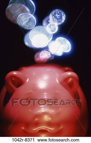 Stock Image - future, planning, finance, coins, savings, piggy bank, metaphor. Fotosearch