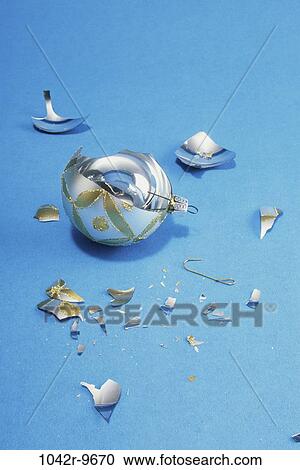 Stock Image - glass, Christmas, broken, ornament, still life, decoration, holiday. Fotosearch