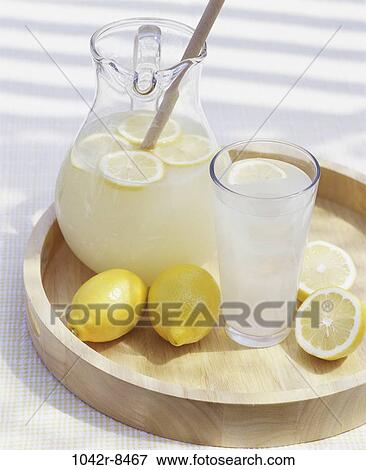 Stock Photo - glass, fruits, lemonade, beverages, non alcoholic, pitcher, drink. Fotosearch
