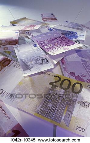 Stock Photography - industry, finance, background, still life, currency, euro, Finance paper money. Fotosearch