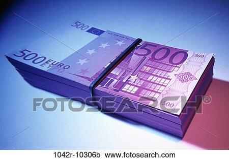Stock Image - industry, finance, still life, stack, currency, euro, Finance paper money. Fotosearch