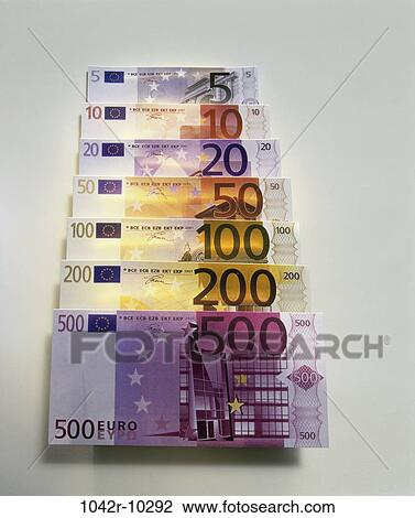 Stock Image - industry, finance, still life, currency, euro, Finance paper money. Fotosearch