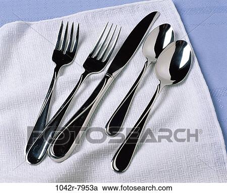knife, napkin, silverware, still life, spoons, forks, Household still lifes View Large Photo Image Stock Image - knife, napkin, silverware, still life, spoons, forks, Household still lifes. Fotosearch