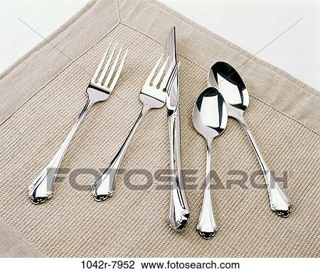 knife, silverware, still life, place mat, spoons, forks, Household still lifes View Large Photo Image Stock Image - knife, silverware, still life, place mat, spoons, forks, Household still lifes. Fotosearch