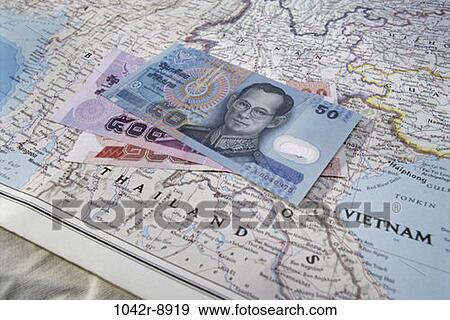 map, finance, still life, currency, Thailand, Finance paper money View Large Photo Image Stock Photo - map, finance, still life, currency, Thailand, Finance paper money. Fotosearch