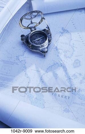 Stock Photo - map, sports, accuracy, hiking, sports equipment, still life, travel. Fotosearch