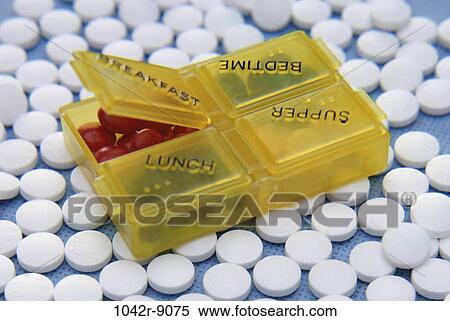 Stock Photography - medicine, still life, boxes, container, medical, pills, tablets. Fotosearch