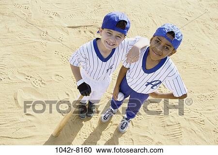 Stock Image - multiethnic, people, baseball, outdoors, friends, unity, boys. Fotosearch