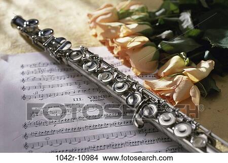 music, arts, entertainment, roses, flute, musical View Large Photo Image Picture - music, arts, entertainment, roses, flute, musical. Fotosearch