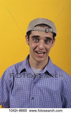 people, hat, male, indoors, teenager, headshot View Large Photo Image Stock Image - people, hat, male, indoors, teenager, headshot. Fotosearch