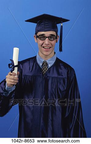 Stock Image - people, male, achievement, cap, education, student, graduation. Fotosearch