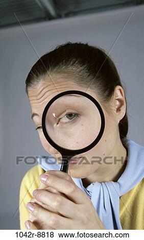 people, woman, Hispanic, curious, magnification, magnifying glass, examination View Large Photo Image Stock Photo - people, woman, Hispanic, curious, magnification, magnifying glass, examination. Fotosearch
