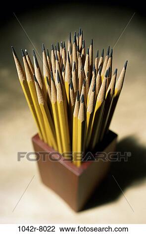 Stock Image - still life, container, sharp, pencils, sharpened, Still lifes various. Fotosearch