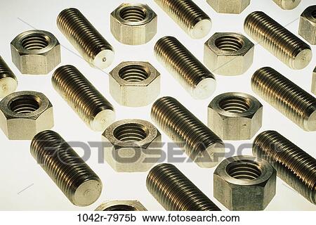 Stock Image - tools, patterns, repetitions, still life, bolts, nuts, Hardware still lifes. Fotosearch
