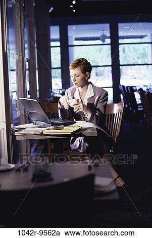 woman, computer, laptop, drinking, business, restaurant, using View Large Photo Image Stock Image - woman, computer, laptop, drinking, business, restaurant, using. Fotosearch