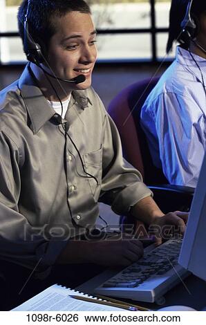 headset, computer, typing, business, using, businessman View Large Photo Image Stock Photograph - headset, computer, typing, business, using, businessman. Fotosearch