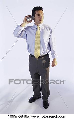 Stock Image - industry, telephone, can, listening, phone, business. Fotosearch