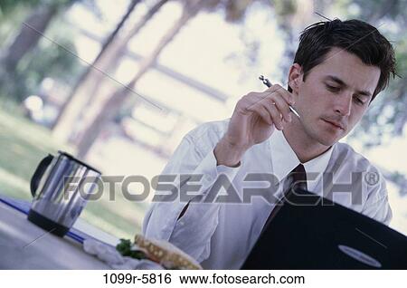 laptop, business, outdoors, lunch, businessman, Caucasian View Large Photo Image Stock Photograph - laptop, business, outdoors, lunch, businessman, Caucasian. Fotosearch