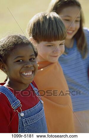 Stock Image - multiethnic, people, outdoors, friends, children, kids, Children outdoors various. Fotosearch