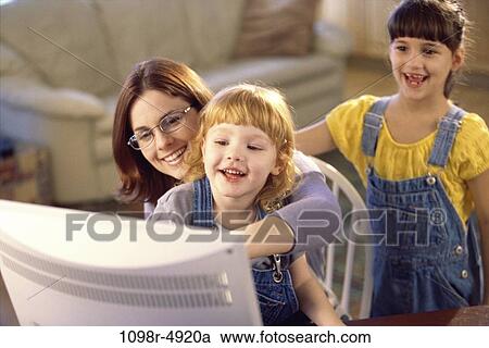 people, mother, computer, joyous, family, using, daughters View Large Photo Image Stock Image - people, mother, computer, joyous, family, using, daughters. Fotosearch