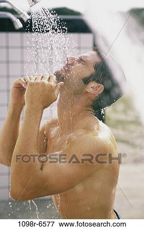 people, outdoors, shower, brunette, Caucasian View Large Photo Image Stock Photo - people, outdoors, shower, brunette, Caucasian. Fotosearch