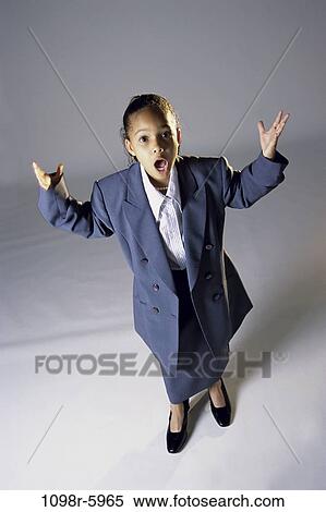 Stock Photography - people, suit, girl, costume, business, frustrated, humor. Fotosearch