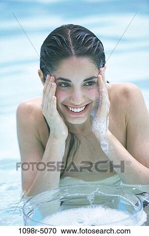 people, water, pool, face, outdoors, bath, brunette View Large Photo Image Stock Image - people, water, pool, face, outdoors, bath, brunette. Fotosearch