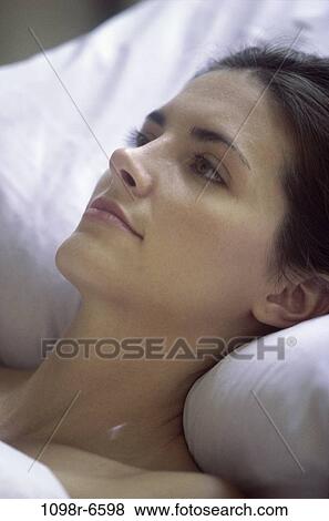 people, woman, bed, brunette, headshot, Caucasian View Large Photo Image Stock Photo - people, woman, bed, brunette, headshot, Caucasian. Fotosearch