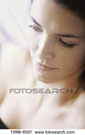 people, woman, brunette, eyelashes, headshot, Caucasian View Large Photo Image Stock Photo - people, woman, brunette, eyelashes, headshot, Caucasian. Fotosearch