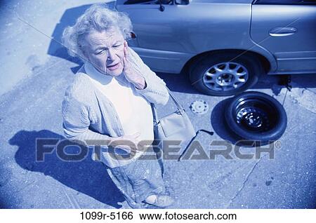 people, woman, senior, car, problem, stress, fear View Large Photo Image Stock Photograph - people, woman, senior, car, problem, stress, fear. Fotosearch